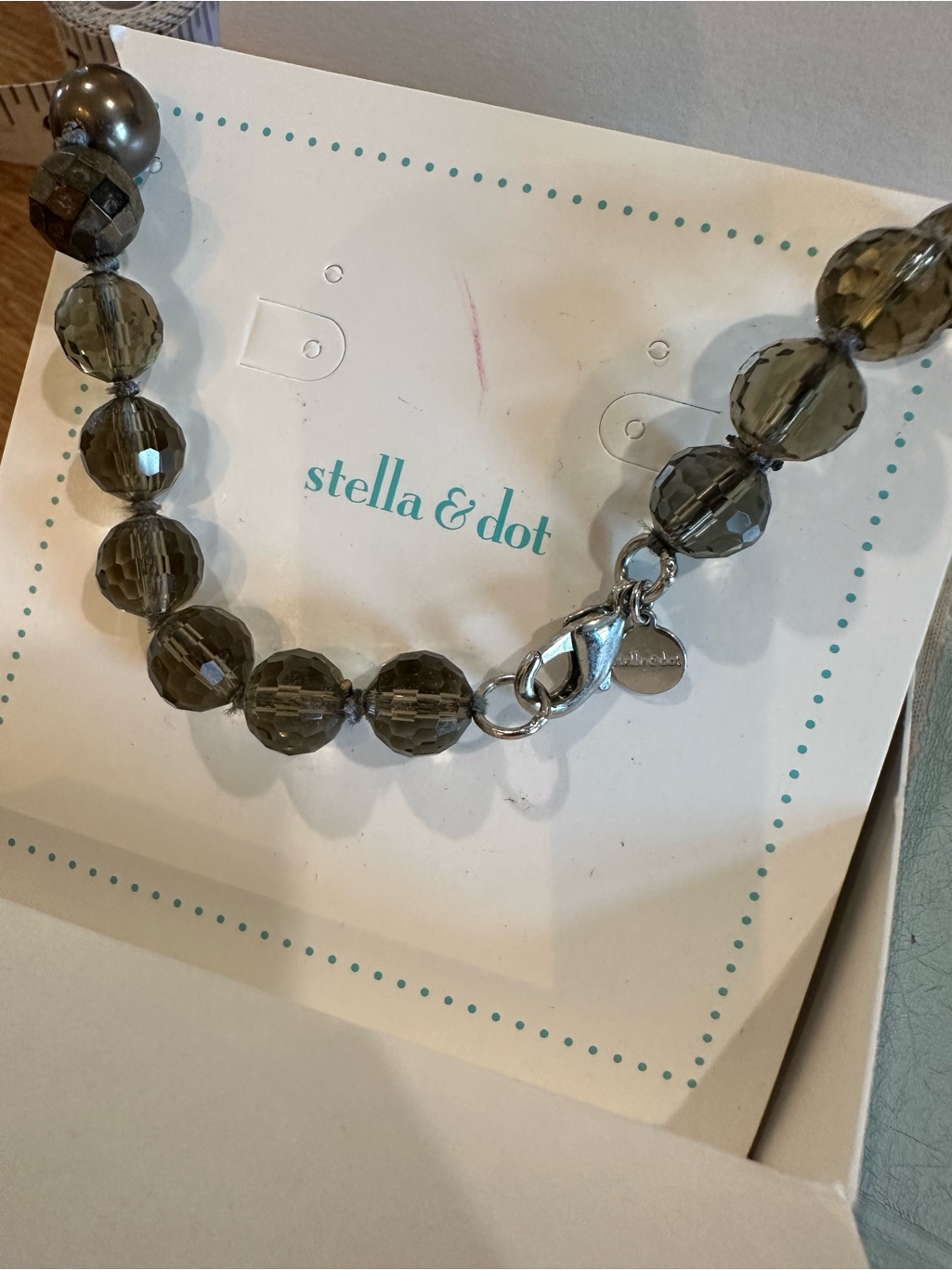 Stella & Dot Smoky Gray Faceted Bead Necklace